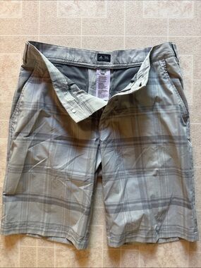 adidas Light Gray Plaid Performance Golf Shorts